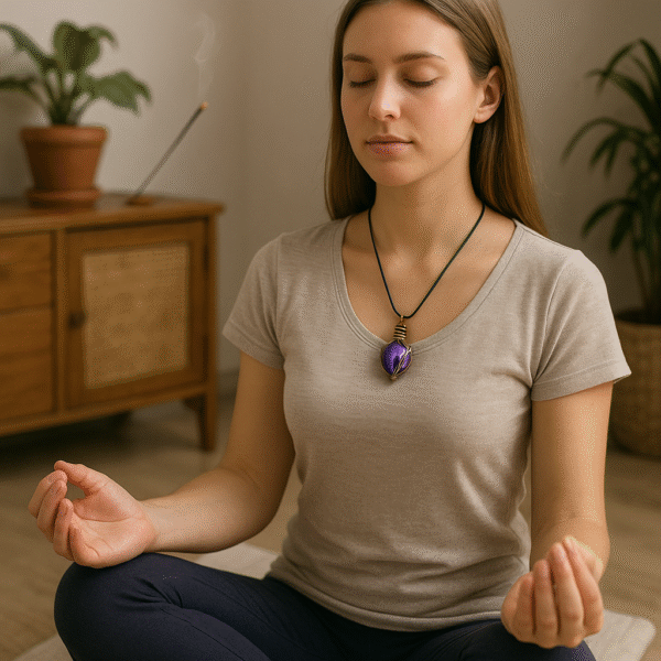 Mystical Raw Amethyst Copper Wire Wrapped Pendant - 图片 4