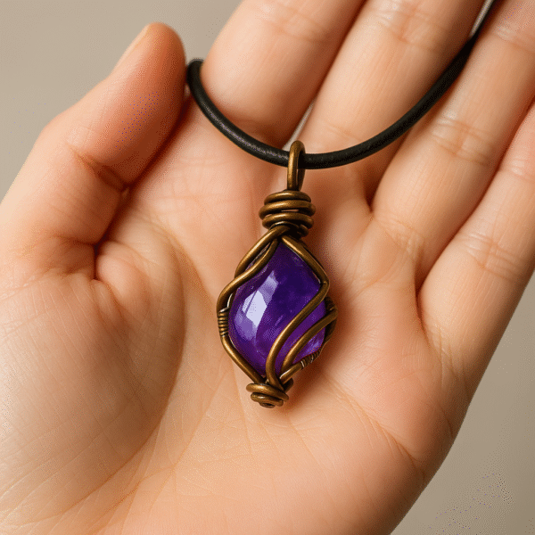 Mystical Raw Amethyst Copper Wire Wrapped Pendant - 图片 3