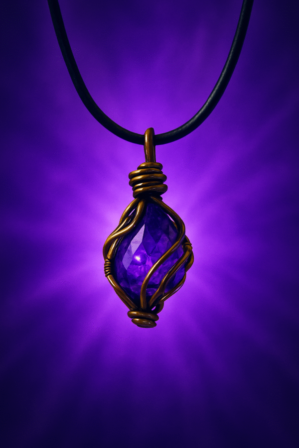 Mystical Raw Amethyst Copper Wire Wrapped Pendant - 图片 6