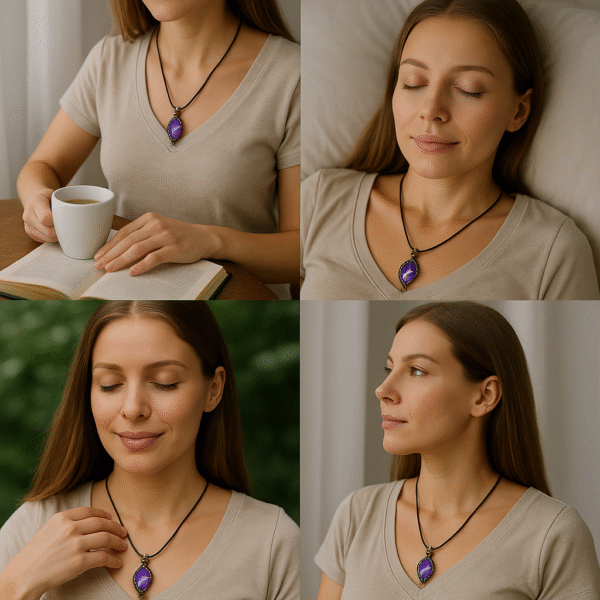 Mystical Raw Amethyst Copper Wire Wrapped Pendant - 图片 5