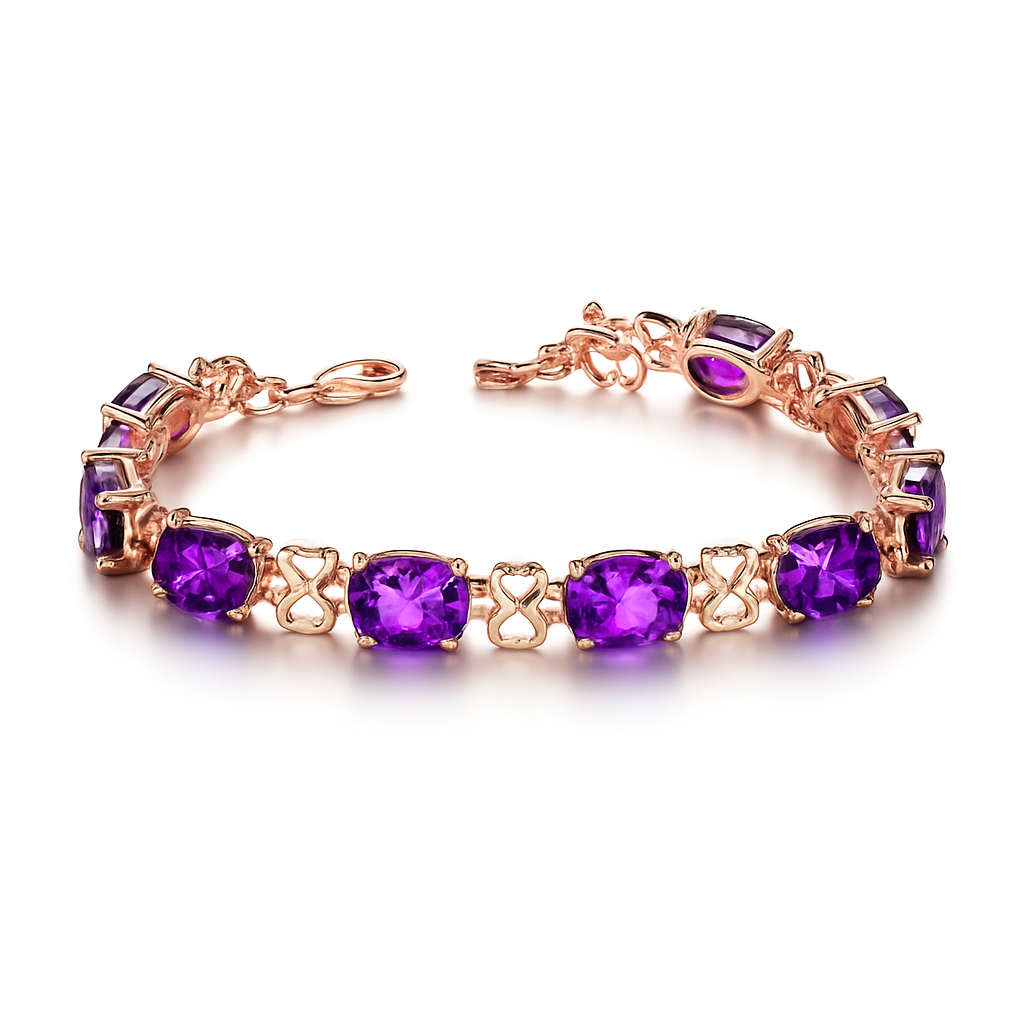 Elegant Amethyst Crystal Bracelet – Rose Gold Plated for Spiritual Harmony
