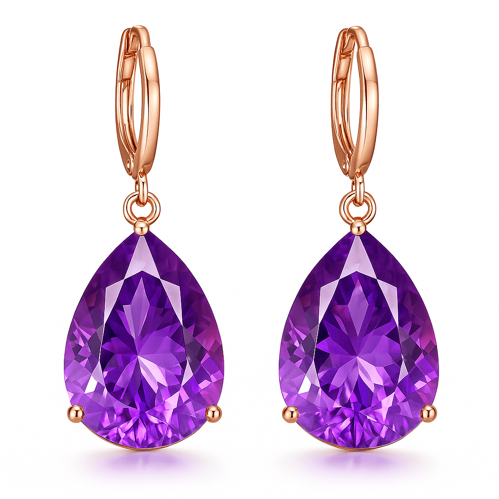 Mystical Amethyst Drop Earrings – Elegant Teardrop Design for Calm & Clarity