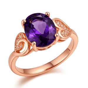 Mystical Amethyst Ring – Rose Gold Elegance