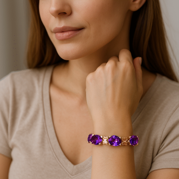Elegant Amethyst Crystal Bracelet – Rose Gold Plated for Spiritual Harmony - 图片 2