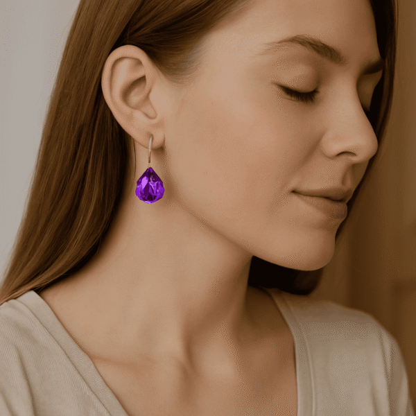 Mystical Amethyst Drop Earrings – Elegant Teardrop Design for Calm & Clarity - 图片 2