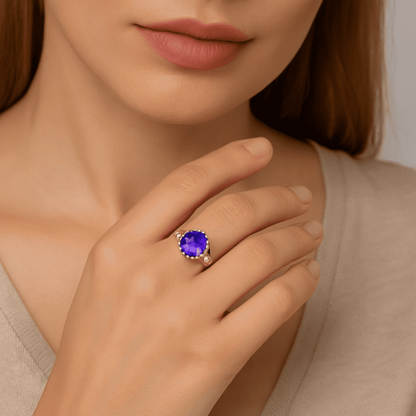 Mystical Amethyst Ring – Rose Gold Elegance - 图片 2