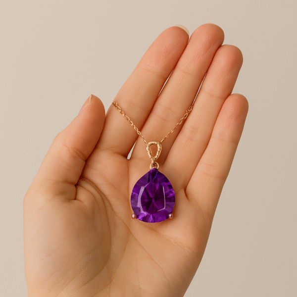 Mystical Amethyst Teardrop Necklace with Rose Gold Chain - 图片 4