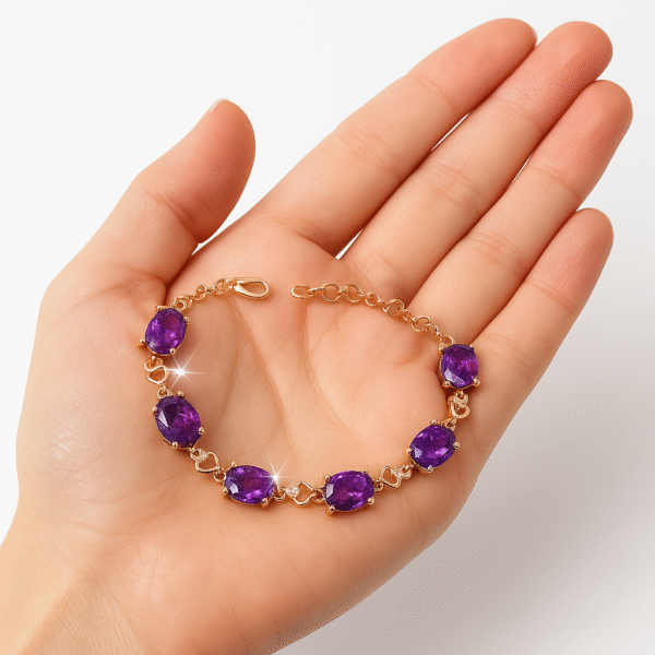 Elegant Amethyst Crystal Bracelet – Rose Gold Plated for Spiritual Harmony - 图片 5