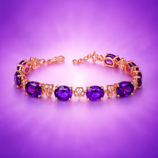 Elegant Amethyst Crystal Bracelet – Rose Gold Plated for Spiritual Harmony - 图片 4