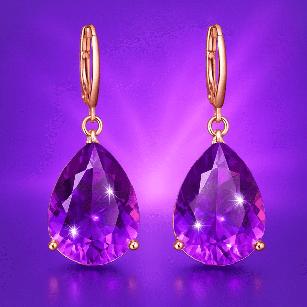 Mystical Amethyst Drop Earrings – Elegant Teardrop Design for Calm & Clarity - 图片 3