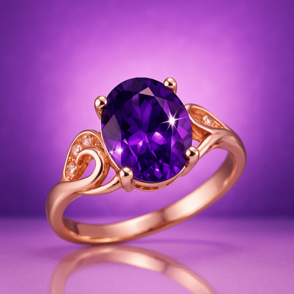 Mystical Amethyst Ring – Rose Gold Elegance - 图片 4