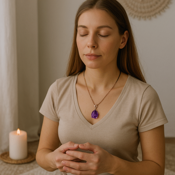 Mystical Amethyst Teardrop Necklace with Rose Gold Chain - 图片 3