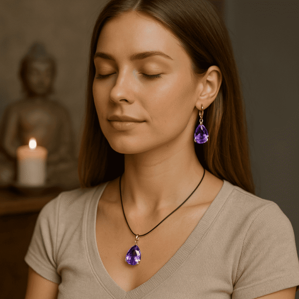 Mystical Amethyst Drop Earrings – Elegant Teardrop Design for Calm & Clarity - 图片 4