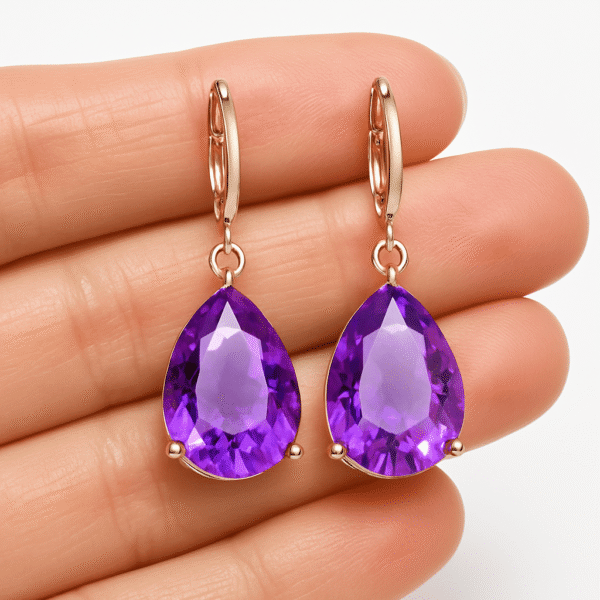 Mystical Amethyst Drop Earrings – Elegant Teardrop Design for Calm & Clarity - 图片 6
