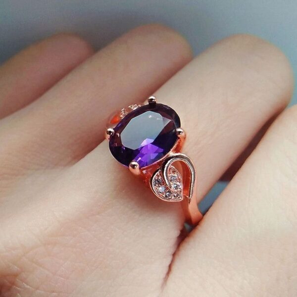 Mystical Amethyst Ring – Rose Gold Elegance - 图片 6