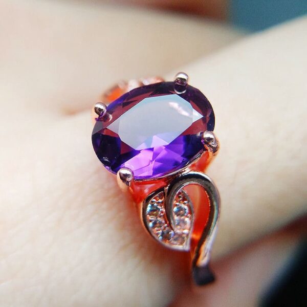 Mystical Amethyst Ring – Rose Gold Elegance - 图片 5